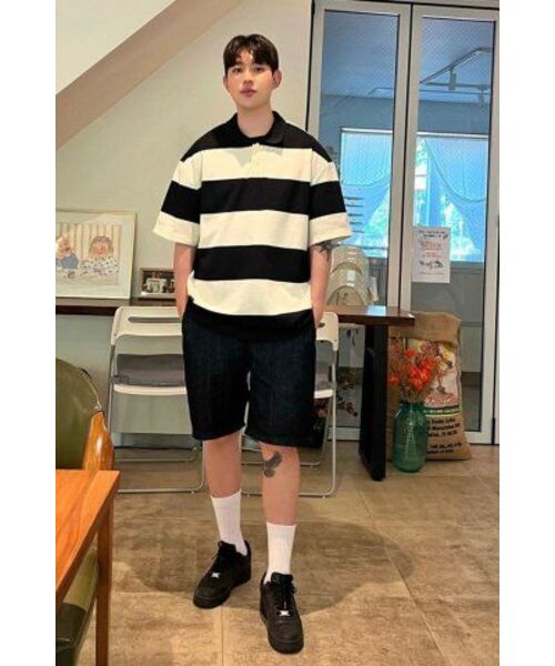 MINDBRIDGE(マインドブリッジ)の「ブロックカラーオーバーサイズTシャツ - 2カラー(ポロシャツ・メンズ・ネイビー/ブルー・95/100/105/110)」の10枚目の写真