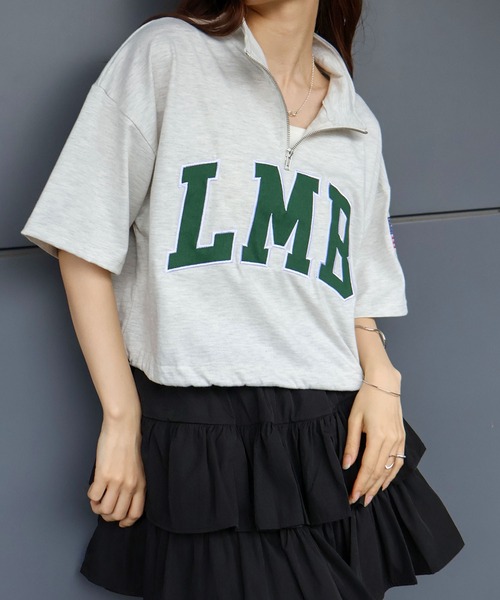 SpRay(スプレイ)の「【2WAY/トレンドストリート】ロゴ貼付ハーフZIPトップス(Tシャツ/カットソー・レディース・レッド/グリーン/オートミール/ネイビー/チャコールグレー・FREE)」の11枚目の写真