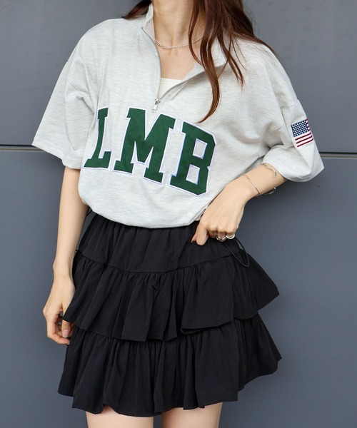SpRay(スプレイ)の「【2WAY/トレンドストリート】ロゴ貼付ハーフZIPトップス(Tシャツ/カットソー・レディース・レッド/グリーン/オートミール/ネイビー/チャコールグレー・FREE)」の9枚目の写真