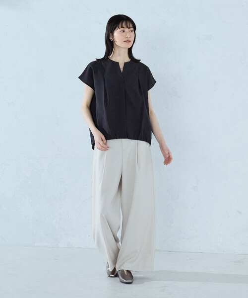 COMME CA ISM（コムサイズム）の「ノースリーブ タックブラウス（シャツ/ブラウス・レディース・グリーン/チャコール/グレイッシュベージュ・MEDIUM/LARGE）」の8枚目の写真