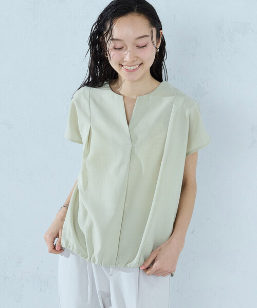 COMME CA ISM（コムサイズム）の「ノースリーブ タックブラウス（シャツ/ブラウス・レディース・グリーン/チャコール/グレイッシュベージュ・MEDIUM/LARGE）」の12枚目の写真