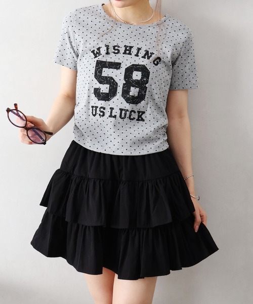 SpRay(スプレイ)の「ドットナンバリングショートスリーブTシャツ(Tシャツ/カットソー・レディース・ブラック/グレー/オフホワイト・FREE)」の12枚目の写真
