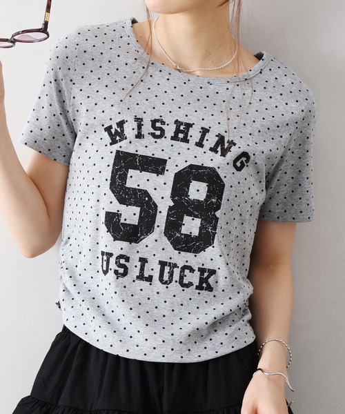 SpRay(スプレイ)の「ドットナンバリングショートスリーブTシャツ(Tシャツ/カットソー・レディース・ブラック/グレー/オフホワイト・FREE)」の11枚目の写真