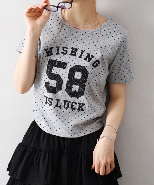 SpRay(スプレイ)の「ドットナンバリングショートスリーブTシャツ(Tシャツ/カットソー・レディース・ブラック/グレー/オフホワイト・FREE)」の10枚目の写真