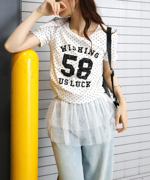 SpRay(スプレイ)の「ドットナンバリングショートスリーブTシャツ(Tシャツ/カットソー・レディース・ブラック/グレー/オフホワイト・FREE)」の13枚目の写真