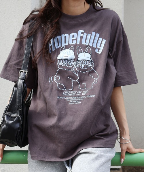 SpRay（スプレイ）の「【大人可愛い/ワンポイント】うさぎ刺繍 Ｔシャツ（Tシャツ/カットソー・レディース・アイボリー/オートミール/スミクロ・FREE）」の8枚目の写真