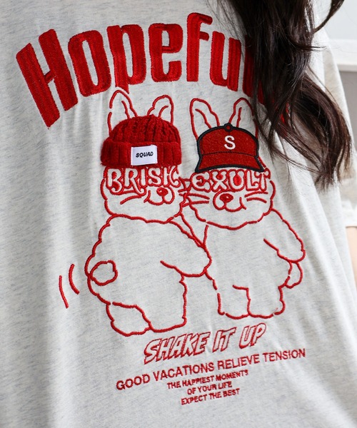 SpRay（スプレイ）の「【大人可愛い/ワンポイント】うさぎ刺繍 Ｔシャツ（Tシャツ/カットソー・レディース・アイボリー/オートミール/スミクロ・FREE）」の19枚目の写真