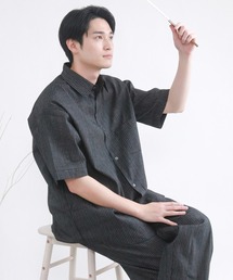 KYOETSU（キョウエツ）の「【選べる丈】メンズ しじら 甚平 シャツタイプ(長ズボン/半ズボン)（ルームウェア/パジャマ）」