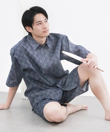 KYOETSU（キョウエツ）の「【選べる丈】メンズ しじら 甚平 シャツタイプ(長ズボン/半ズボン)（ルームウェア/パジャマ）」