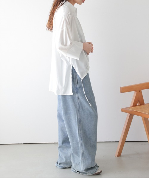 La-gemme(ラジェム)の「2wayドロストスキッパーシャツ(シャツ/ブラウス・レディース・ブラック/ホワイト・フリー)」の4枚目の写真