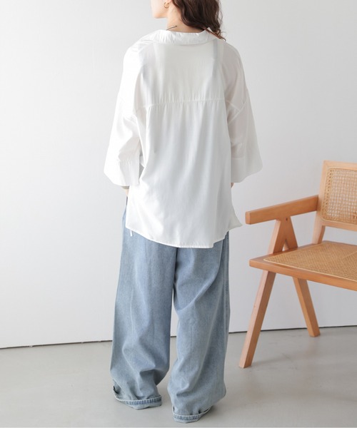 La-gemme(ラジェム)の「2wayドロストスキッパーシャツ(シャツ/ブラウス・レディース・ブラック/ホワイト・フリー)」の5枚目の写真