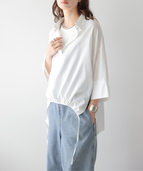 La-gemme(ラジェム)の「2wayドロストスキッパーシャツ(シャツ/ブラウス・レディース・ブラック/ホワイト・フリー)」の7枚目の写真
