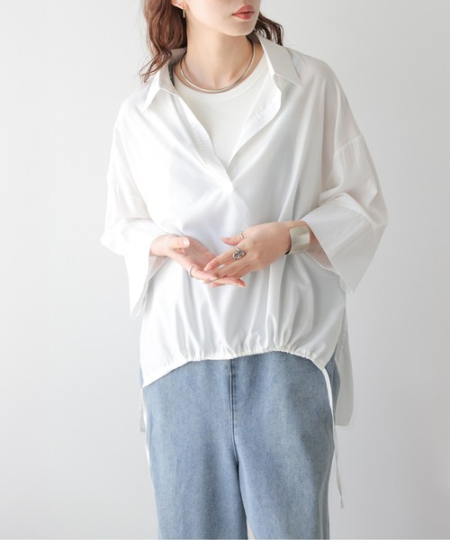 La-gemme(ラジェム)の「2wayドロストスキッパーシャツ(シャツ/ブラウス・レディース・ブラック/ホワイト・フリー)」の9枚目の写真