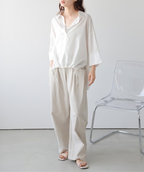 La-gemme(ラジェム)の「2wayドロストスキッパーシャツ(シャツ/ブラウス・レディース・ブラック/ホワイト・フリー)」の10枚目の写真