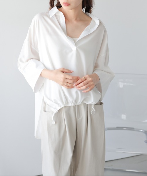La-gemme(ラジェム)の「2wayドロストスキッパーシャツ(シャツ/ブラウス・レディース・ブラック/ホワイト・フリー)」の12枚目の写真