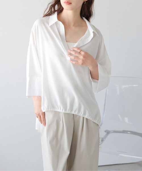 La-gemme(ラジェム)の「2wayドロストスキッパーシャツ(シャツ/ブラウス・レディース・ブラック/ホワイト・フリー)」の13枚目の写真