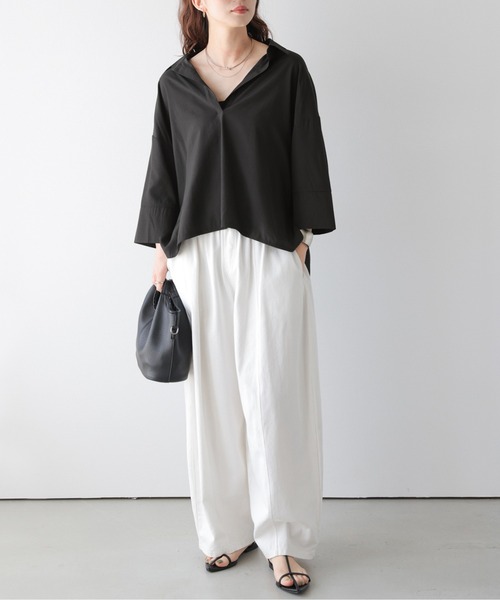 La-gemme(ラジェム)の「2wayドロストスキッパーシャツ(シャツ/ブラウス・レディース・ブラック/ホワイト・フリー)」の14枚目の写真