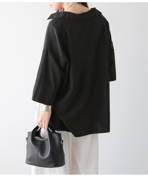 La-gemme(ラジェム)の「2wayドロストスキッパーシャツ(シャツ/ブラウス・レディース・ブラック/ホワイト・フリー)」の16枚目の写真