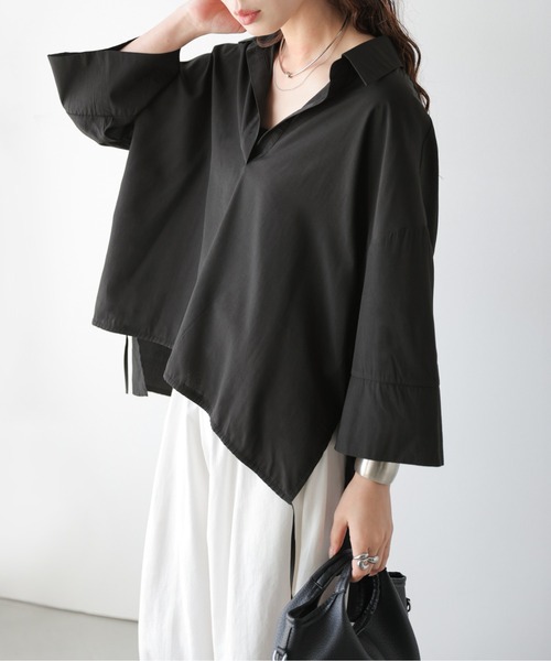 La-gemme(ラジェム)の「2wayドロストスキッパーシャツ(シャツ/ブラウス・レディース・ブラック/ホワイト・フリー)」の17枚目の写真