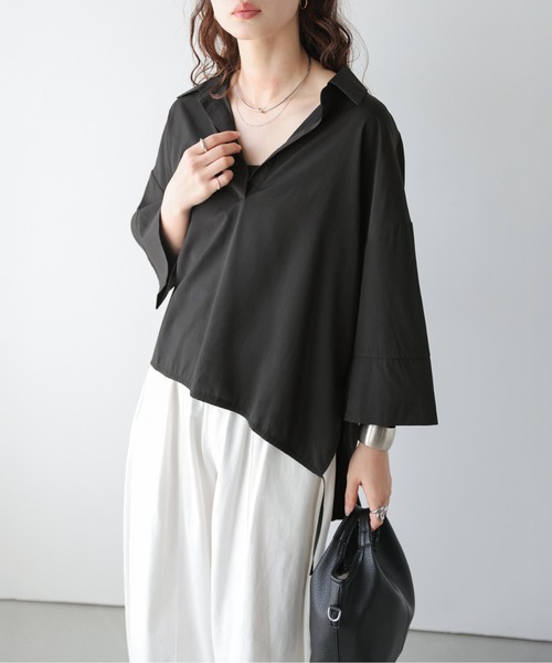 La-gemme(ラジェム)の「2wayドロストスキッパーシャツ(シャツ/ブラウス・レディース・ブラック/ホワイト・フリー)」の18枚目の写真