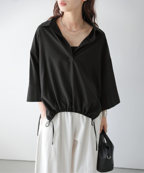La-gemme(ラジェム)の「2wayドロストスキッパーシャツ(シャツ/ブラウス・レディース・ブラック/ホワイト・フリー)」の20枚目の写真