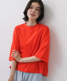 【体型カバー】美光沢カットソーボクシーシルエット