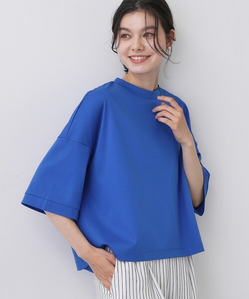 Dessin(デッサン)の「【新色追加/体型カバー】美光沢カットソーボクシーシルエット(Tシャツ/カットソー・レディース・ライトブルー/ホワイト系/ナチュラル/チャコールグレー/ブルー/グリーン/レンガ/ブラック/キャメル・03/02/01)」の7枚目の写真