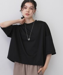 【体型カバー】美光沢カットソーボクシーシルエット