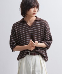 Shirt layered half sleeve knit polo shirt / シャツレイヤードハーフ