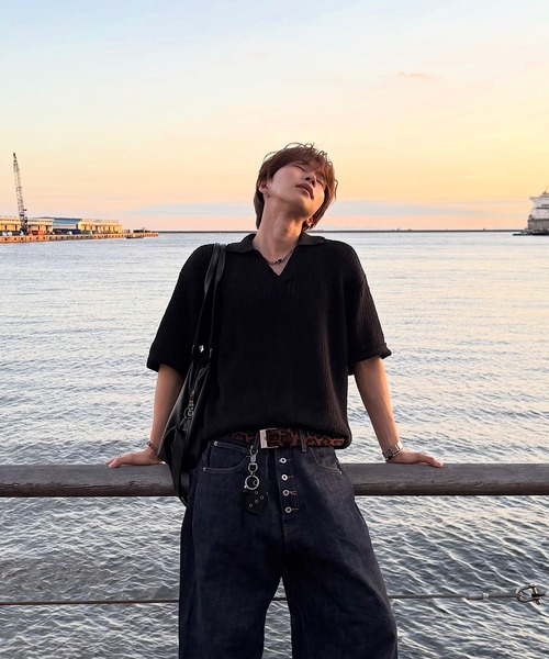 EMMA CLOTHES(エマクローズ)の「short sleeved skipper knit / 半袖スキッパーニット《後藤ファン/daichi別注カラー》(ポロシャツ・メンズ・チャコール/グリーン/ブラック/ブラウン系1/ホワイト系1・L/M)」の13枚目の写真