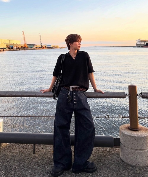 EMMA CLOTHES(エマクローズ)の「short sleeved skipper knit / 半袖スキッパーニット《後藤ファン/daichi別注カラー》(ポロシャツ・メンズ・チャコール/グリーン/ブラック/ブラウン系1/ホワイト系1・L/M)」の15枚目の写真