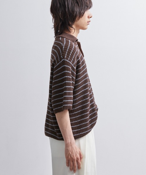 EMMA CLOTHES（エマクローズ）の「short sleeved skipper knit / 半袖スキッパーニット《後藤ファン/daichi別注カラー》（ポロシャツ・メンズ・チャコール/グリーン/ブラック/ブラウン系1/ホワイト系1・L/M）」の11枚目の写真