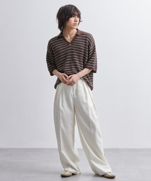 EMMA CLOTHES（エマクローズ）の「short sleeved skipper knit / 半袖スキッパーニット《後藤ファン/daichi別注カラー》（ポロシャツ・メンズ・チャコール/グリーン/ブラック/ブラウン系1/ホワイト系1・L/M）」の15枚目の写真