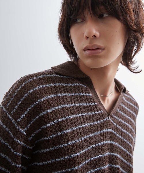 EMMA CLOTHES（エマクローズ）の「short sleeved skipper knit / 半袖スキッパーニット《後藤ファン/daichi別注カラー》（ポロシャツ・メンズ・チャコール/グリーン/ブラック/ブラウン系1/ホワイト系1・L/M）」の19枚目の写真