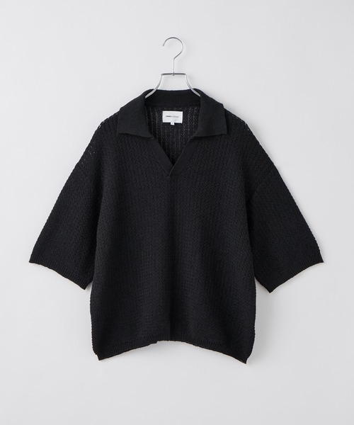 EMMA CLOTHES(エマクローズ)の「short sleeved skipper knit / 半袖スキッパーニット《後藤ファン/daichi別注カラー》(ポロシャツ・メンズ・チャコール/グリーン/ブラック/ブラウン系1/ホワイト系1・L/M)」の6枚目の写真