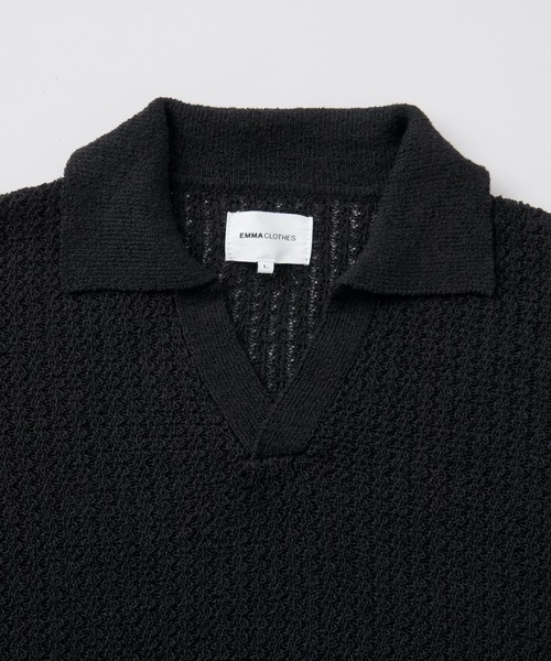 EMMA CLOTHES(エマクローズ)の「short sleeved skipper knit / 半袖スキッパーニット《後藤ファン/daichi別注カラー》(ポロシャツ・メンズ・チャコール/グリーン/ブラック/ブラウン系1/ホワイト系1・L/M)」の8枚目の写真