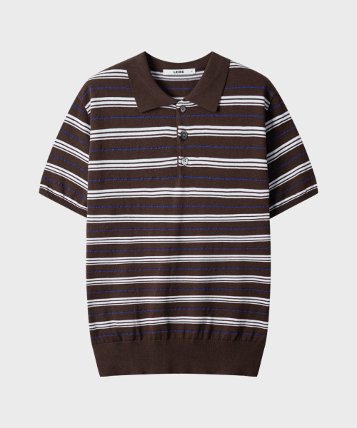 LEIRE（ルアール）の「ストライプカラー半袖クロップニット[ブラウン]（Tシャツ/カットソー・メンズ・その他・MEDIUM/LARGE/X-LARGE）」の4枚目の写真