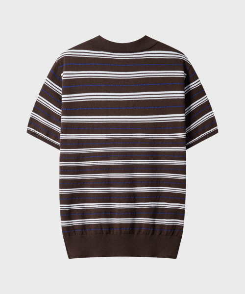LEIRE（ルアール）の「ストライプカラー半袖クロップニット[ブラウン]（Tシャツ/カットソー・メンズ・その他・MEDIUM/LARGE/X-LARGE）」の5枚目の写真