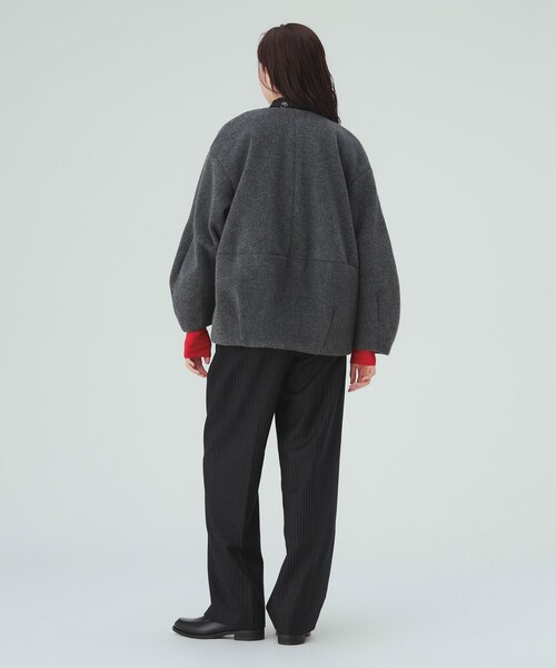 BEAMS HEART(ビームスハート)の「メランジ ノーカラー ジャケット(ノーカラージャケット・レディース・ホワイト系その他5/チャコールグレー・FREE)」の4枚目の写真