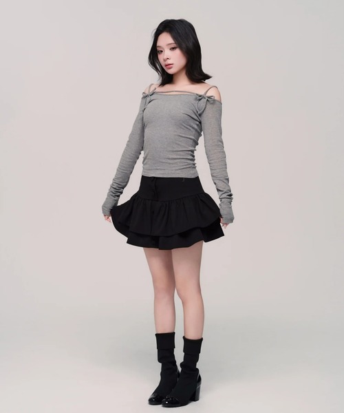 スカート andwang Classical Frill Mini Skirt classical frill mini skirt（スカート）｜andwang（アンドワン）の