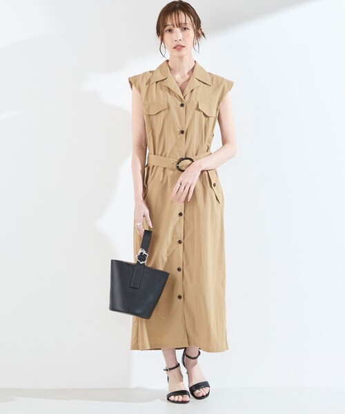 SHIPS Colors(シップス カラーズ)の「SHIPS Colors:〈接触冷感・UVカット・透湿〉ファンクション シャツ ワンピース◇(ワンピース・レディース・ベージュ/オリーブ/ネイビー・ONE SIZE)」の4枚目の写真