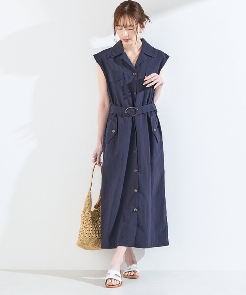 SHIPS Colors(シップス カラーズ)の「SHIPS Colors:〈接触冷感・UVカット・透湿〉ファンクション シャツ ワンピース◇(ワンピース・レディース・ベージュ/オリーブ/ネイビー・ONE SIZE)」の5枚目の写真