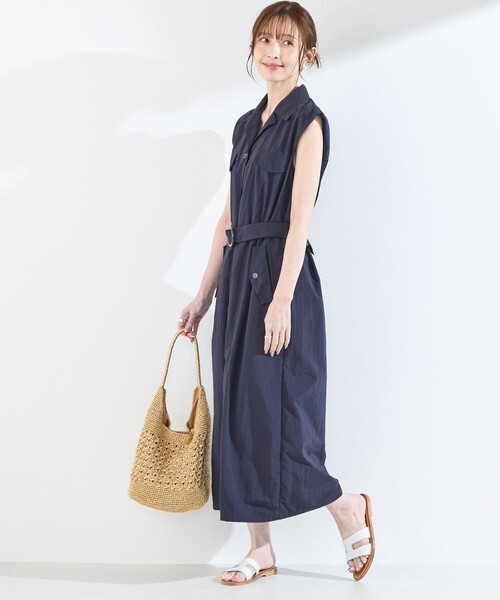 SHIPS Colors(シップス カラーズ)の「SHIPS Colors:〈接触冷感・UVカット・透湿〉ファンクション シャツ ワンピース◇(ワンピース・レディース・ベージュ/オリーブ/ネイビー・ONE SIZE)」の6枚目の写真