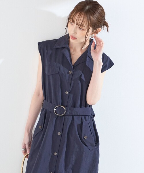 SHIPS Colors(シップス カラーズ)の「SHIPS Colors:〈接触冷感・UVカット・透湿〉ファンクション シャツ ワンピース◇(ワンピース・レディース・ベージュ/オリーブ/ネイビー・ONE SIZE)」の7枚目の写真