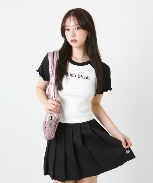 muahmuah（ムーアムーア）の「スティッチラグランフリル半袖Tシャツ [3カラー]（Tシャツ/カットソー・レディース・ホワイト/ライトグレー/ピンク・FREE）」の12枚目の写真