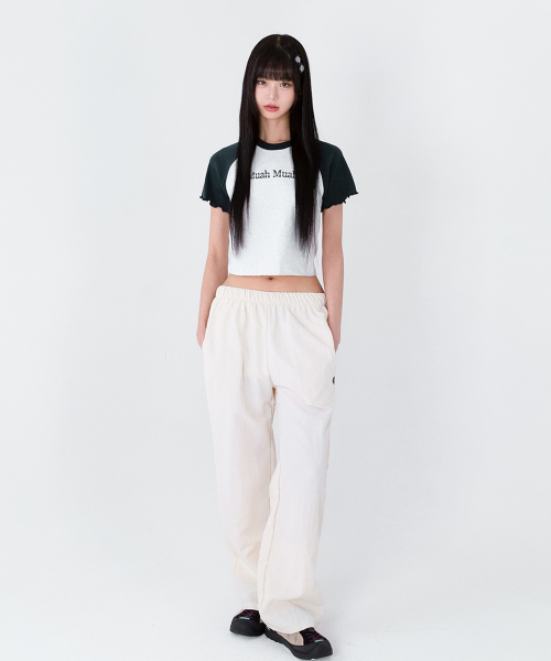 muahmuah（ムーアムーア）の「スティッチラグランフリル半袖Tシャツ [3カラー]（Tシャツ/カットソー・レディース・ホワイト/ライトグレー/ピンク・FREE）」の8枚目の写真