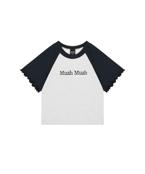 muahmuah（ムーアムーア）の「スティッチラグランフリル半袖Tシャツ [3カラー]（Tシャツ/カットソー・レディース・ホワイト/ライトグレー/ピンク・FREE）」の7枚目の写真