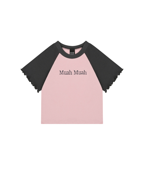 muahmuah（ムーアムーア）の「スティッチラグランフリル半袖Tシャツ [3カラー]（Tシャツ/カットソー・レディース・ホワイト/ライトグレー/ピンク・FREE）」の4枚目の写真