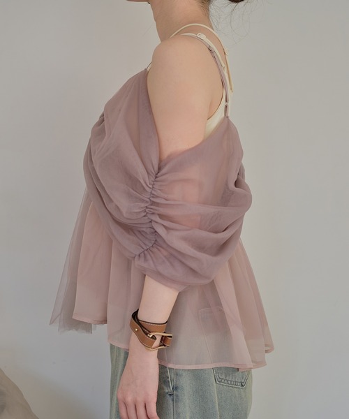 mideal(マイディール)の「2way tulle ribbon tops / 2wayチュールリボントップス(キャミソール・レディース・ピンク/ベージュ/ブルーグレー・FREE)」の12枚目の写真