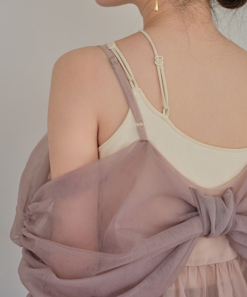 mideal(マイディール)の「2way tulle ribbon tops / 2wayチュールリボントップス(キャミソール・レディース・ピンク/ベージュ/ブルーグレー・FREE)」の13枚目の写真